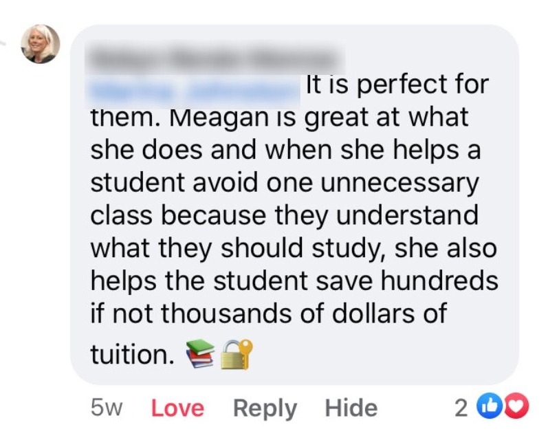 Testimonial- FB screenshot